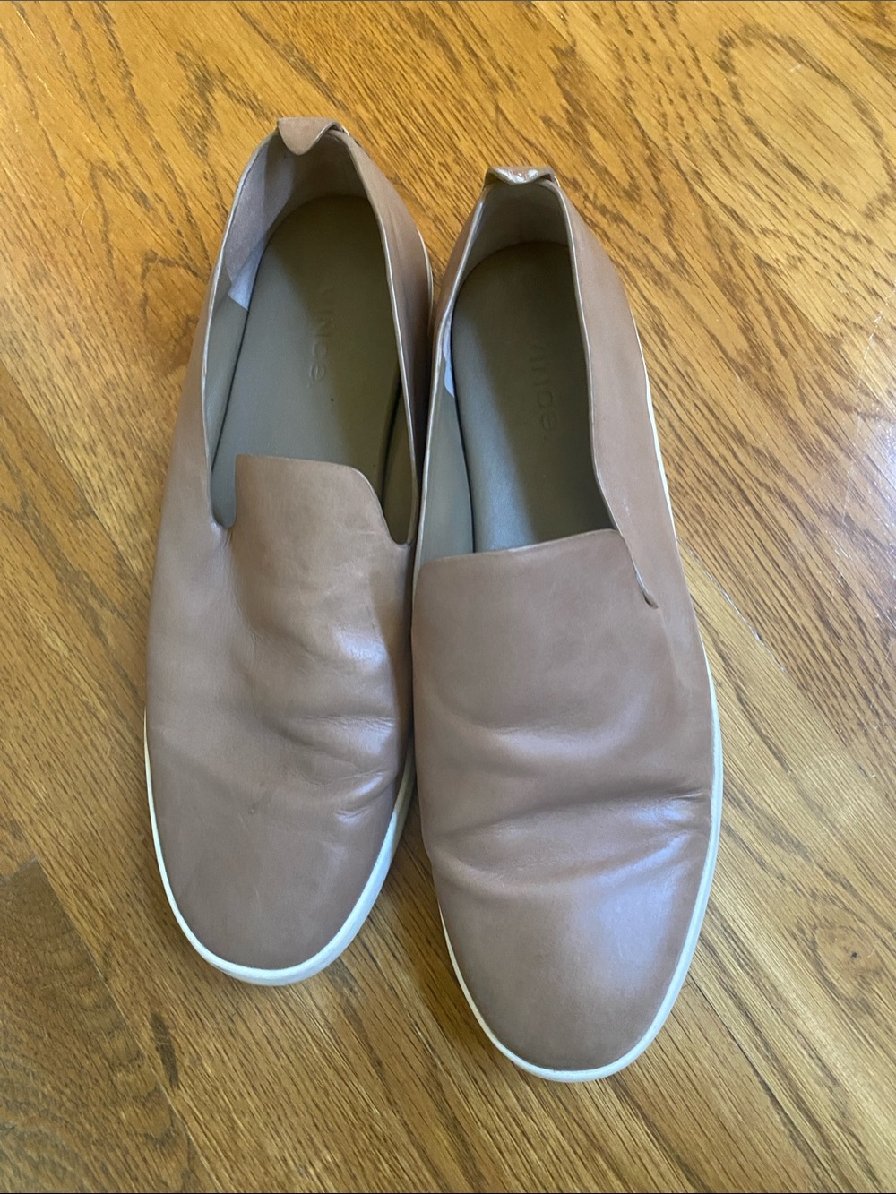 Vince Tan Leather Slip-On Loafers